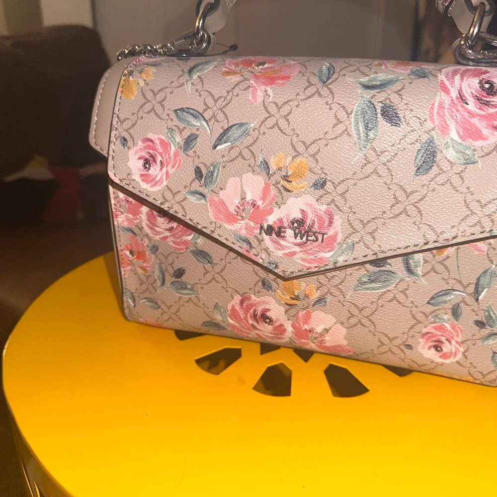 Nine West Floral Crossbody Bag - Pink and Cream